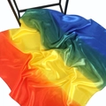 Rainbow gradient silk satin scarf 90x90cm with vibrant multicolor transition and pearly sheen - 90x90cm / Rainbow Gradient