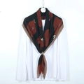 Floral pleated cotton linen scarf shawl with autumn winter warm fabric 100x100cm - Coffee Edge