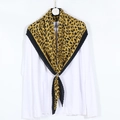 Yellow leopard print pleated cotton linen scarf and warm shawl for women - 90*90cm (Before Pleating) / Yellow