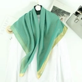 Dark green cotton linen scarf with gold metallic trim for women's elegant daily wear - Emerald Green