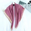 Deep magenta cotton linen scarf with gold metallic threads and satin trim border - Rose Red