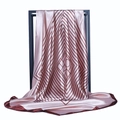 Pink striped satin square scarf with burgundy border and geometric diamond patterns - Khaki