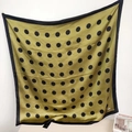 Elegant green silk satin square scarf featuring classic black polka dot pattern - Polka Dot Green