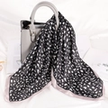 70cm leopard print silk scarf for women styled on a chic handbag with satin finish - Black