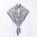 Elegant silk scarf with black and white geometric D-letter pattern for women - Grey D