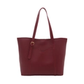 Grande borsa tote bordeaux in pelle sintetica opaca con doppie tracolle e tasca - Rosso