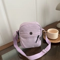 Petit sac bandoulière lavande en nylon léger avec sangle tissée et logo métallique - Violet