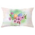 Paas-lendenkussensloop van perzikhuid met aquarel eieren en Happy Easter print - Aquarel Eier Groeten (YZ061-26) / 30x50cm Alleen Hoes