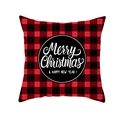 Red and black plaid Christmas pillowcase with Merry Christmas greeting circle design - Happy Holidays Round Print(TPR215-8)