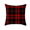 Square red and black plaid Christmas pillowcase featuring classic Scottish tartan pattern - Scottish Style Red Black Plaid(TPR215-14)