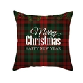 Red and green plaid Christmas pillowcase with Merry Christmas text and pine needles - Pine Berries Merry Christmas(TPR215-19)