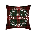 Christmas pillowcase with red and green tartan plaid and Merry Christmas wreath print - Holly Wreath Christmas Blessing(TPR215-20)