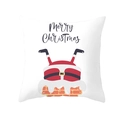 Witte vierkante kerstkussensloop met grappige kerstman in schoorsteen-print ontwerp - Kerstman Schoorsteen Stijl (TPR218-1) / 45*45cm (Zonder kussenvulling)