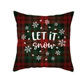 Christmas red plaid pillow cover with Let It Snow slogan and snowflake details - Let It Snow Snowflakes(TPR215-24)