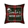 Christmas plaid pillowcase featuring Santa's Wish List print and festive red green tartan - Santa's Wish List Design(TPR215-25)