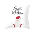 Kerstman kussensloop van perzikhuid met BEST Wishes tekst op witte achtergrond - Bril Kerstman Best Wishes Stijl (TPR218-3) / 45*45cm (Zonder kussenvulling)