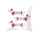 Witte kussensloop met schattige kerst-teckels en feestelijke typografie voor de winter - Drie Teckels Cartoon Stijl (TPR218-4) / 45*45cm (Zonder kussenvulling)