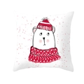 Square peach skin pillowcase featuring cute cartoon Christmas bear in winter scarf - Red Hat Bear Polka Dot Illustration Style (TPR218-7) / 45*45cm (Insert Not Included)