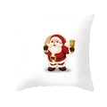 White Christmas pillowcase featuring a cartoon Santa Claus with a gift bag and golden bell - Ringing Santa Single Style (TPR218-9) / 45*45cm (Insert Not Included)