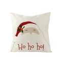 Détail de la texture en lin sur la housse de coussin Père Noël avec texte Ho ho ho - Carré Standard / Illustration du Père Noël (JYM085-1)
