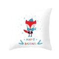 Square peach skin pillowcase with cartoon fox and Happy Holidays Christmas print - Gift Box Red Fox Happy Holidays Style (TPR218-17) / 45*45cm (Insert Not Included)