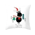 White square pillowcase with cartoon reindeer and Christmas tree design for sofa decor - Scarf Reindeer Merry Christmas New Year Style (TPR218-19) / 45*45cm (Insert Not Included)