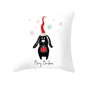 White peach skin square pillowcase with cartoon dog in Santa hat and Merry Christmas text - Long Hat Black Rabbit Gift Box Style (TPR218-20) / 45*45cm (Insert Not Included)