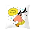 Cartoon reindeer peach skin pillowcase with Happy New Year text on white background - Orange Reindeer Happy New Year Style (TPR218-22) / 45*45cm (Insert Not Included)