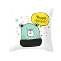 Cartoon Christmas bear peach skin pillowcase with Happy New Year text on white background - Scarf Blue Bear Happy New Year Style (TPR218-23) / 45*45cm (Insert Not Included)