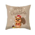 Christmas cartoon squirrel peach skin pillowcase with merry Christmas text on beige background - Beige Christmas Squirrel Merry Christmas Style (TPR218-29) / 45*45cm (Insert Not Included)