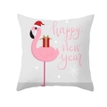 Peach skin square pillow case featuring pink flamingo with Christmas hat and holiday text - White Flamingo Happy New Year Style (TPR218-34) / 45*45cm (Insert Not Included)