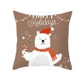 Christmas peach skin pillowcase with polar bear and Happy Holidays lettering - Brown Polar Bear Happy Holidays Style (TPR218-35) / 45*45cm (Insert Not Included)
