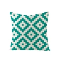 Detailansicht des modernen geometrischen Pixel-Rautenmusters auf Kissenbezug aus Polyester - Dunkelgrün Weiß Pixelierter Diamant (JYM092-22)