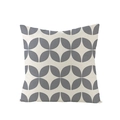 Makroaufnahme von geometrischem Blattmuster auf strapazierfähigem Polyester-Kissenbezug - Grau Vierblättriges Blatt Geometrie (JYM092-5)