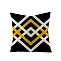Close-up of geometric diamond pattern on durable black and yellow canvas pillowcase - Black White Yellow Diamond Pattern (JYM092-4)