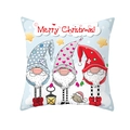 Christmas peach skin pillowcase featuring three cartoon gnomes and Merry Christmas text - Three Gnomes Merry Christmas Style (TPR218-38) / 45*45cm (Insert Not Included)