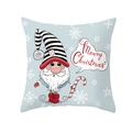 Christmas peach skin pillow case with cartoon gnome and Merry Christmas text in light blue - Striped Hat Gnome Merry Christmas Style (TPR218-39) / 45*45cm (Insert Not Included)
