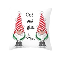 White square pillowcase with Christmas gnome prints and Cut and Glue DIY theme text - DIY Handcraft Gnome Style (TPR218-40) / 45*45cm (Insert Not Included)