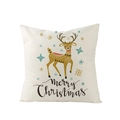 Fodera per cuscino natalizio con alce gialla e stampa Merry Christmas su lino - Jym074-2 / 45*45cm (Cuscino non incluso)