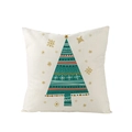 Federa natalizia in poliestere beige con stampa digitale di albero e dettagli a stella - Albero di Natale Geometrico (JYM074-3)