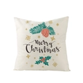 Federa natalizia beige con pigne e stampa con scritta Merry Christmas - Jym074-4 / 45*45cm (Cuscino non incluso)