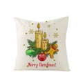 Polyester Christmas pillowcase with gingerbread man and candles on beige base - Jym074-7 / 45*45cm (Pillow Not Included)
