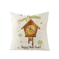 Polyester Christmas cushion cover featuring a cuckoo clock and Merry Christmas text - Cuckoo Clock Happy New Year (JYM074-8)
