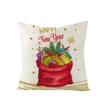 Polyester Christmas cushion cover with Happy New Year gift bag print for sofa decor - Jym074-10 / 45*45cm (Pillow Not Included)