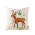 Christmas reindeer pattern polyester throw pillow cover with festive deer and snowflakes - Painted Reindeer (JYM074-13)