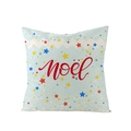 Blue Christmas polyester pillowcase with stars and red Noel text digital print - Jym074-14 / 45*45cm (Pillow Not Included)