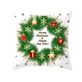 Groene kerstkussenhoes met een feestelijk kransontwerp op witte perzikhuidstof - Gouden Sneeuwvlok Krans Stijl (TPR232-3) / 45x45cm