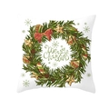 Witte kerstkussensloop met een feestelijke groene krans en Merry Christmas bedrukking - Klassieke Roodgroene Krans Stijl (TPR232-4) / 45x45cm