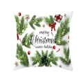 Green Christmas pillow case with pine branches and berries on white peach skin fabric - Pine Branch Gift Box Design (TPR232-5) / 45x45cm