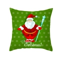 Green Christmas pillowcase featuring a cartoon Santa Claus and Merry Christmas text - Green Polka Dot Santa Style (TPR232-6) / 45x45cm